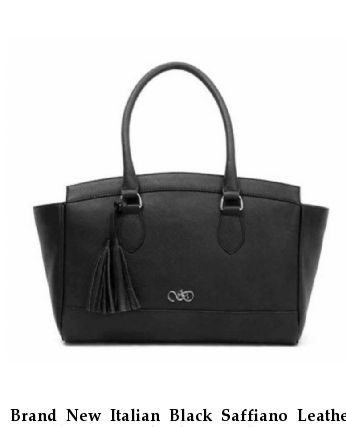 Brand New Italian Black Saffiano Leather 35cm Tote Bag with Silver Hardware